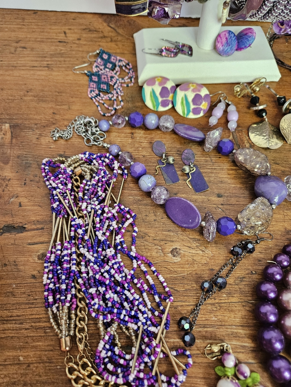 Large Purple Estate Jewelry Lot Vintage To Modern Assorted Wearable Violet - Picture 5 of 15